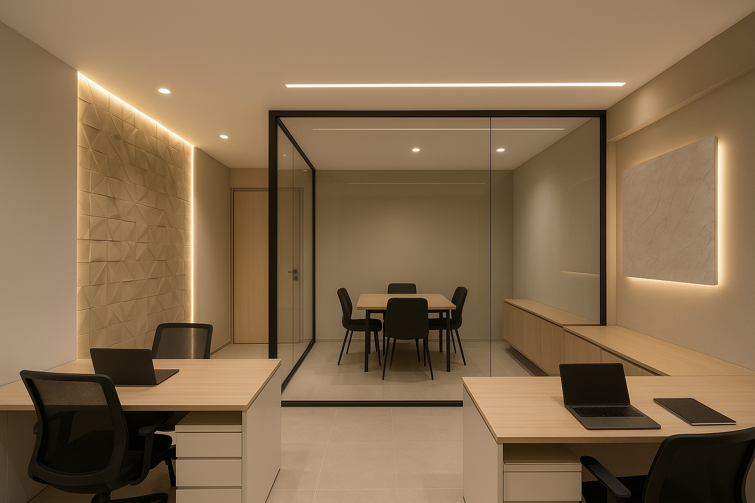 Premium small office design with modern interiors by Morphora Spaces